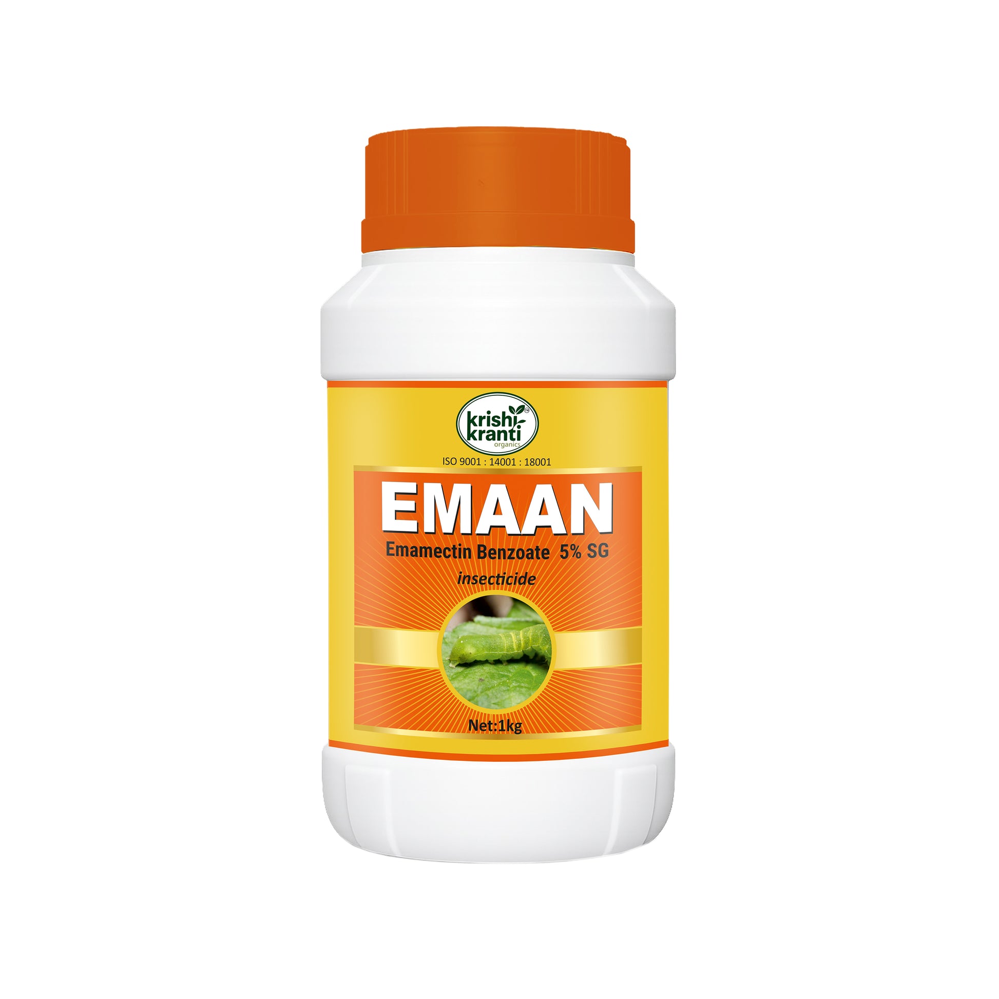 Emaan Emamectin Benzoate 5% SG insecticide jar by Krishi Kranti, 1kg