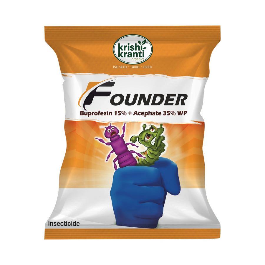 Krishikranti FOUNDER Buprofezin 15% + Acephate 35% WP Combination Insecticide for BPH, WBPH, Jassid &amp; Sucking Pest Control in Paddy &amp; Cotton