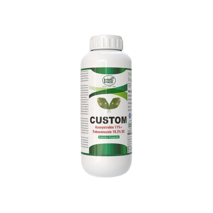 Krishikranti Custom Azoxystrobin 11% + Tebuconazole 18.3% SC Fungicide | Broad-Spectrum Disease Control for Paddy, Wheat, Soybean & Chilli