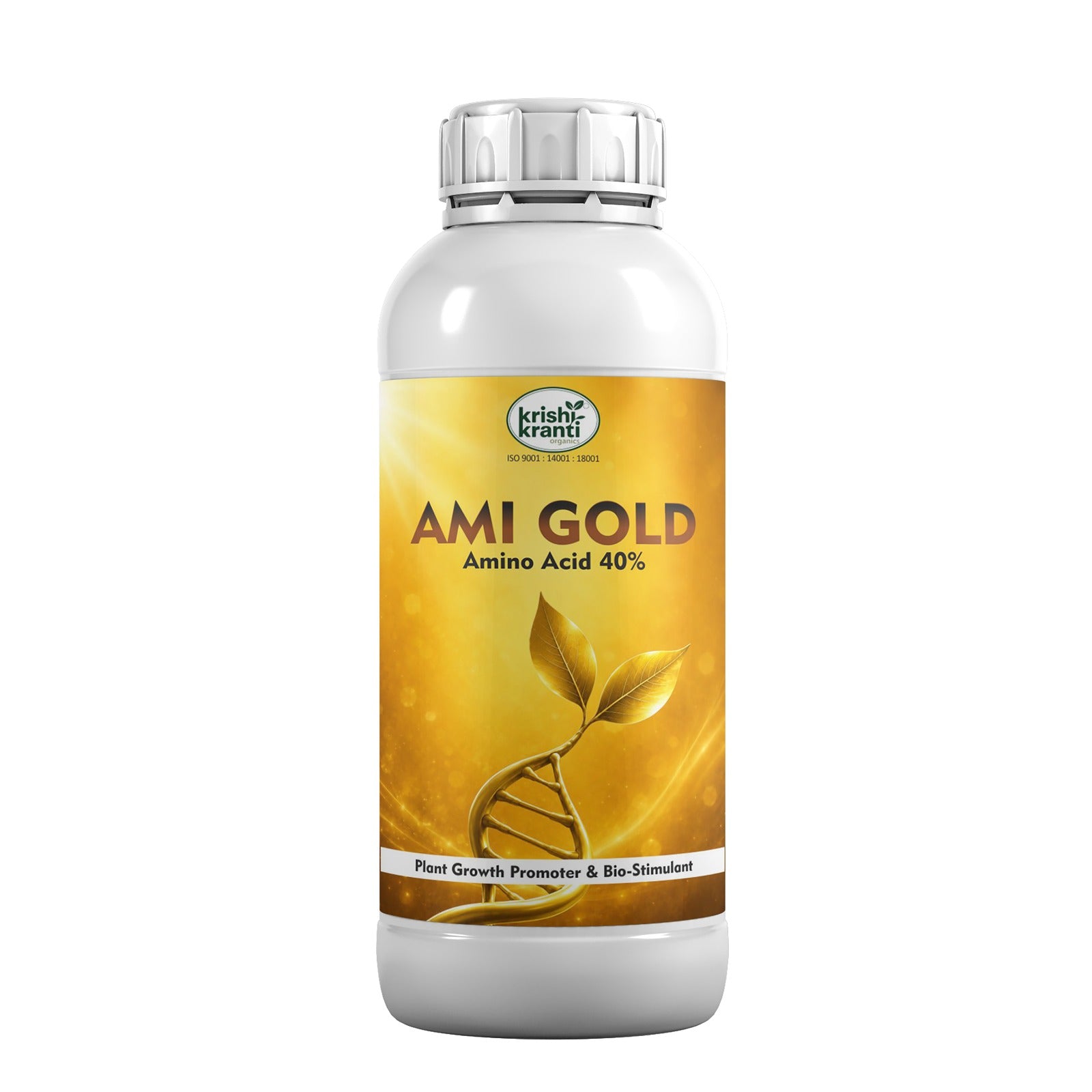 Ami Gold Amino Acid 40% Liquid Plant Growth Promoter and Bio-Stimulant by Krishi Kranti Organics – 1 litre bottle for foliar spray on crops