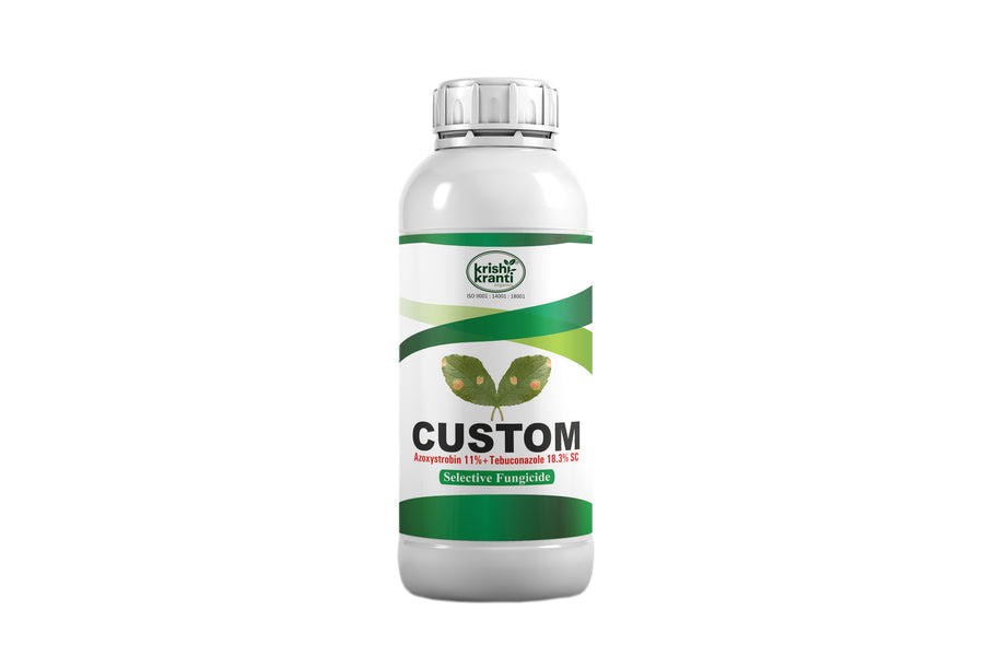 Krishikranti Custom Azoxystrobin 11% + Tebuconazole 18.3% SC Fungicide | Broad-Spectrum Disease Control for Paddy, Wheat, Soybean & Chilli