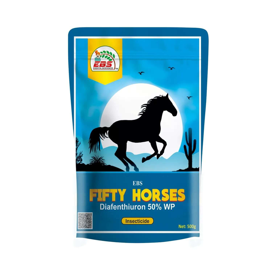 EBS Fifty Horses Diafenthiuron 50% WP – Strong Insecticide for Thrips, Mites & Whiteflies