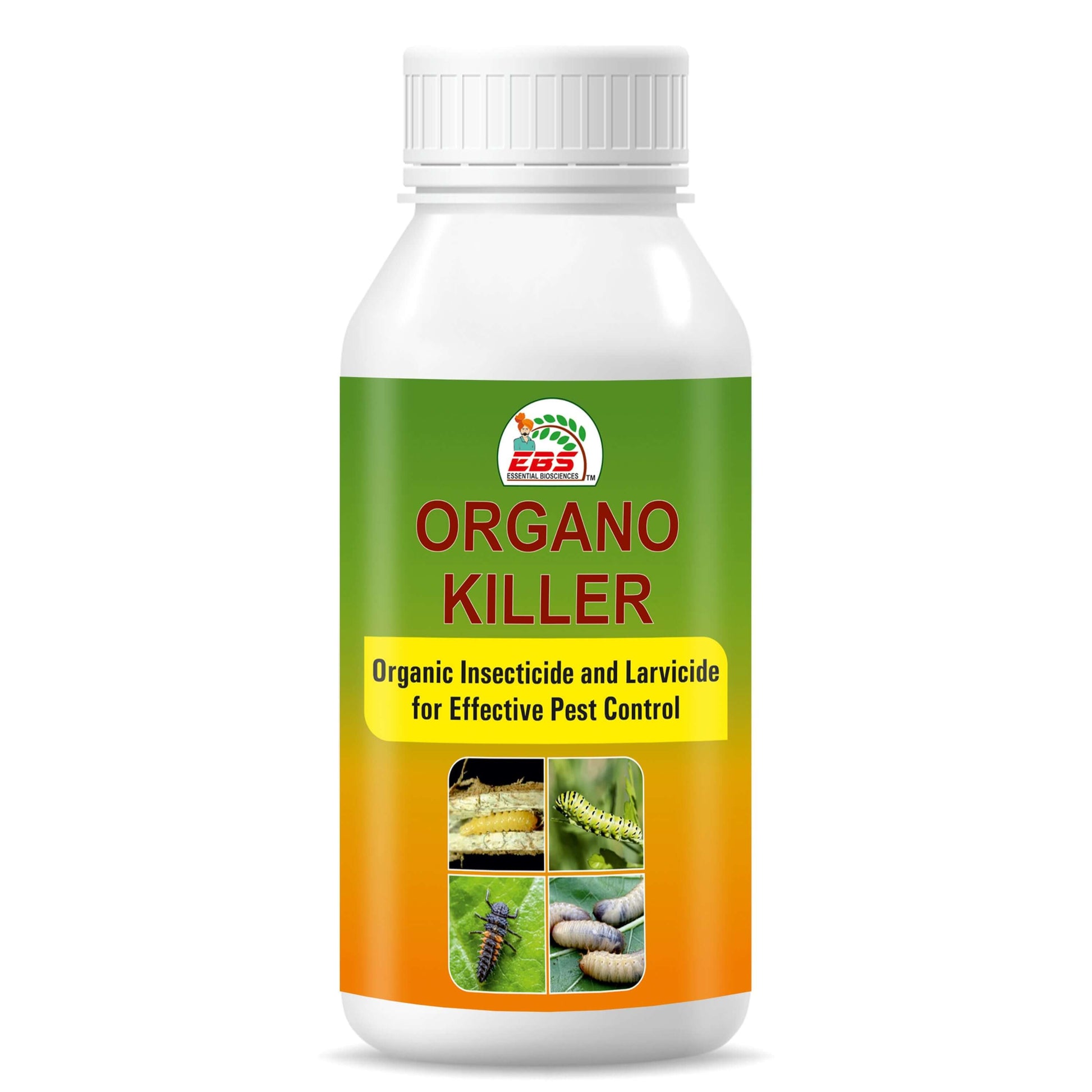 EBS Organo Killer organic insecticide and larvicide bottle for crop protection