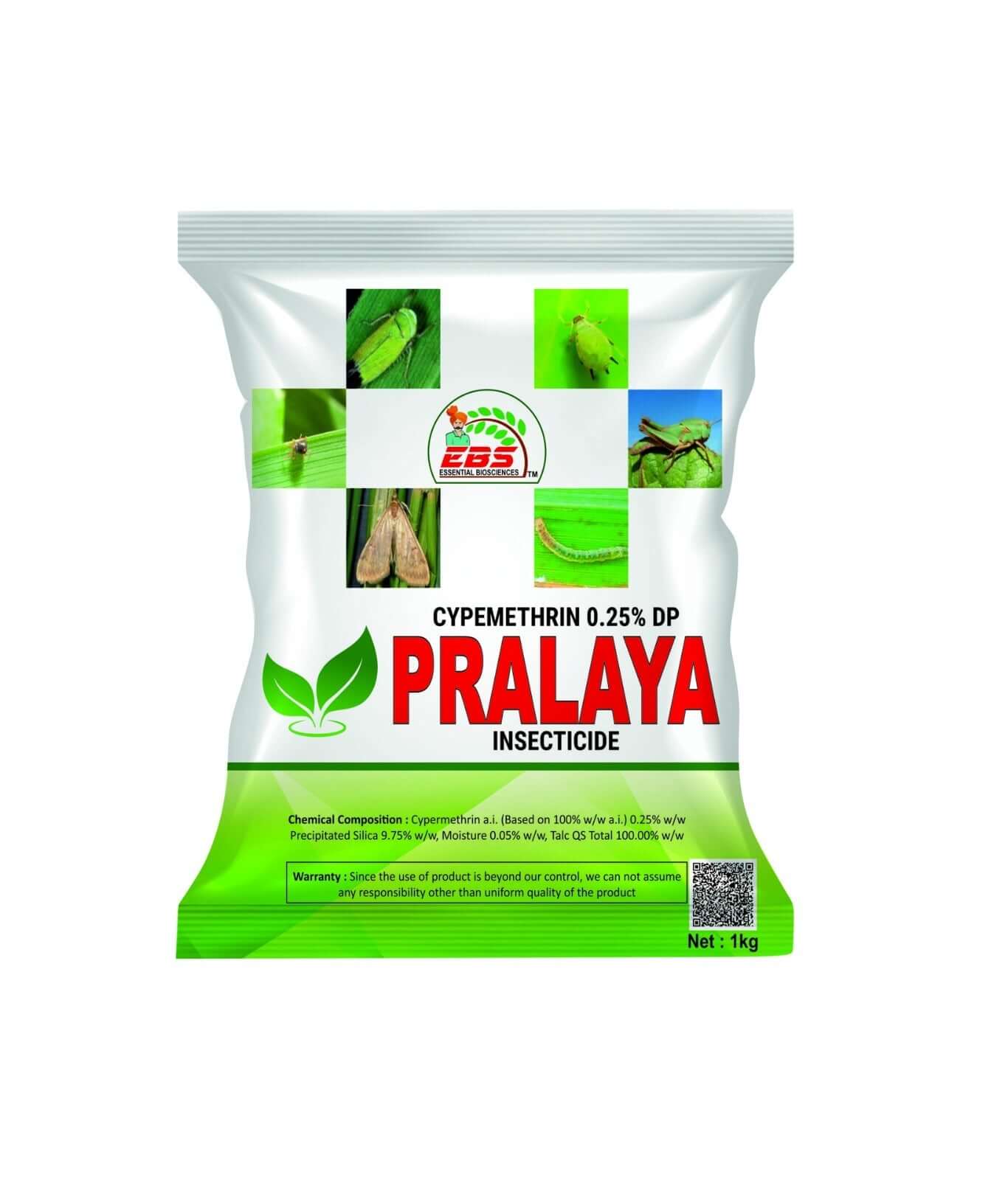 EBS Pralaya Cypermethrin 0.25% DP insecticide powder for crop pest control