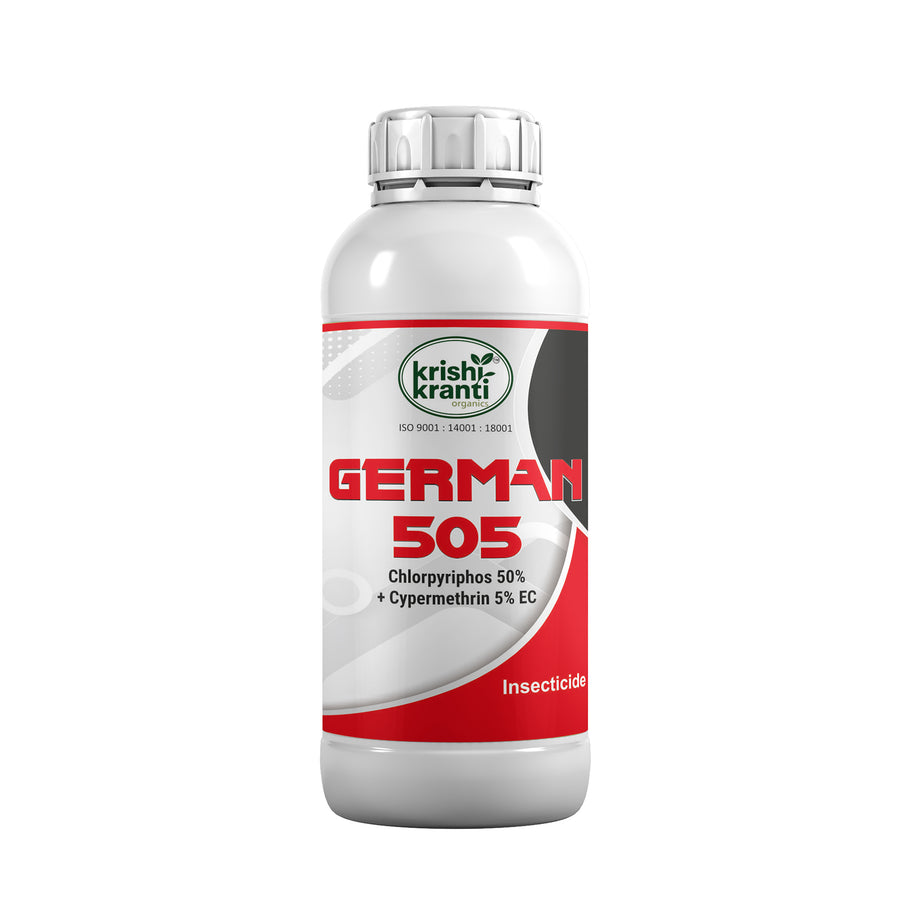 Krishikranti German 505 Chlorpyriphos 50% + Cypermethrin 5% EC Insecticide – Broad Spectrum Pest Control