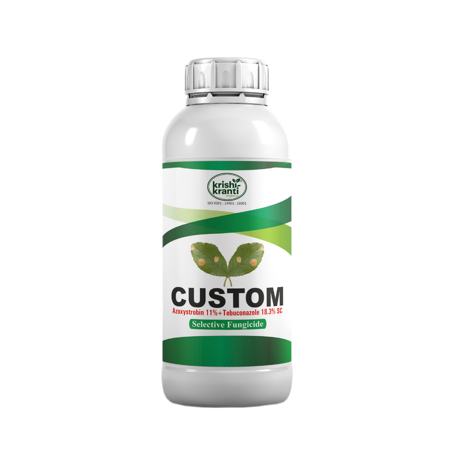 Krishikranti Custom Azoxystrobin 11% + Tebuconazole 18.3% SC Fungicide | Broad-Spectrum Disease Control for Paddy, Wheat, Soybean & Chilli