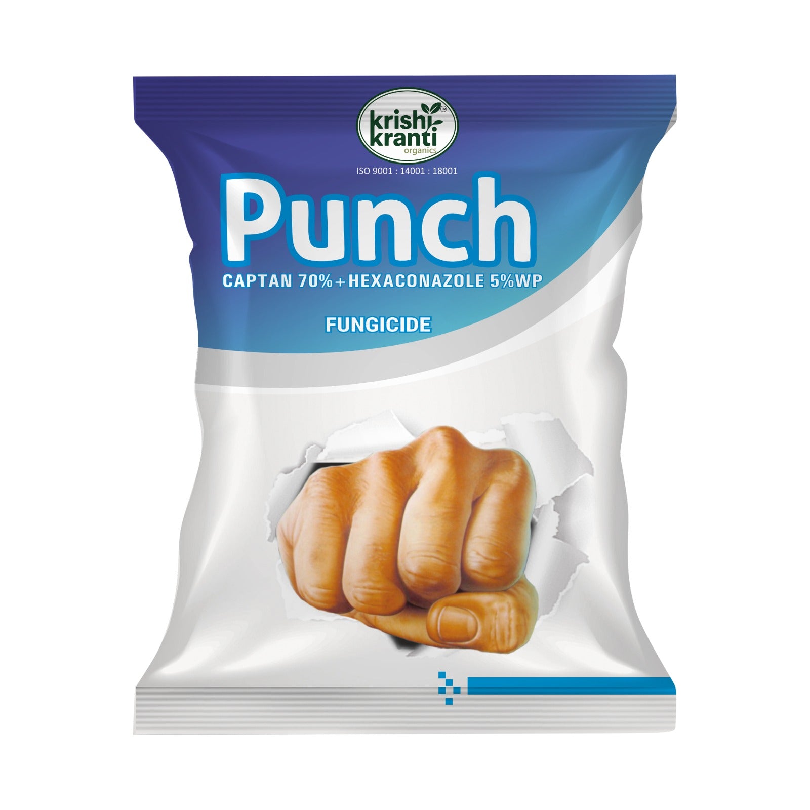Krishi Kranti Punch Captan 70% + Hexaconazole 5% WP fungicide for effective prevention and control of fungal diseases in tomato, chilli, grapes, apple, and other agricultural and horticultural crops.