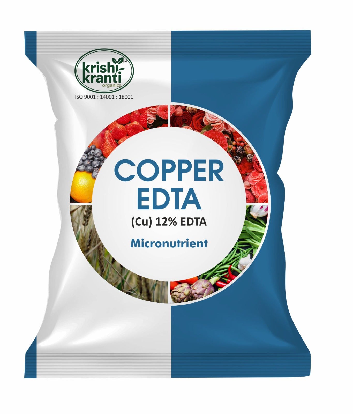 Krishikranti Copper EDTA Cu 12% Chelated Micronutrient Fertilizer — 100% Water Soluble Foliar Spray and Drip Application