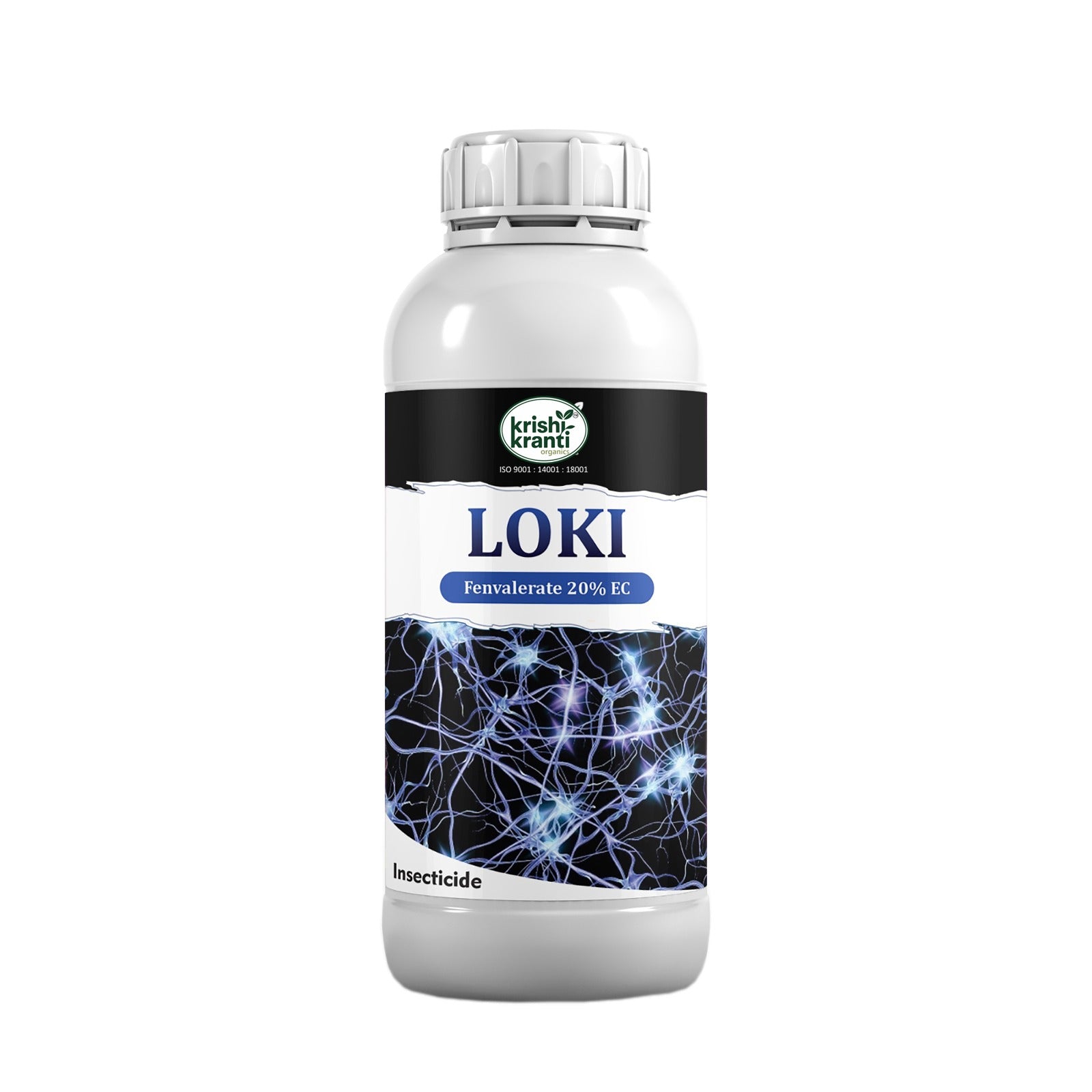 Krishikranti Loki Fenvalerate 20% EC Synthetic Pyrethroid Insecticide for Bollworm, Shoot Borer, Aphid, Jassid and Thrips Control in Cotton Brinjal Okra Cauliflower