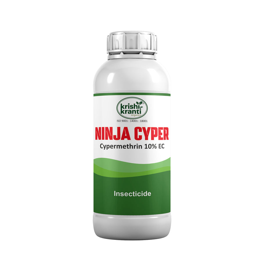 Krishikranti Ninja Cyper Cypermethrin 10% EC | Synthetic Pyrethroid Insecticide for Bollworm, Caterpillar &amp; Sucking Pest Control in Cotton, Vegetables &amp; Field Crops