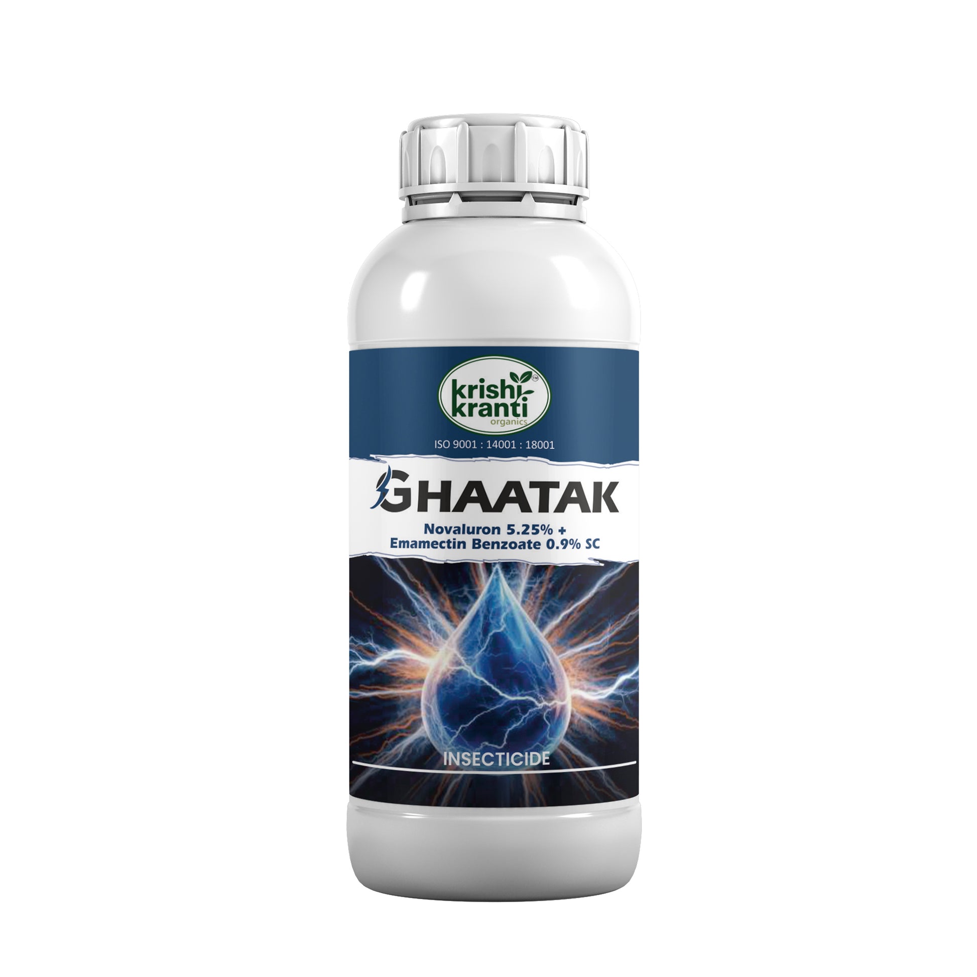 Pramaan Profenophos 50% EC Insecticide by Krishikranti Organics for effective control of bollworms, stem borers, caterpillars, thrips and other sucking and chewing pests in cotton, paddy, chilli and vegetable crops.