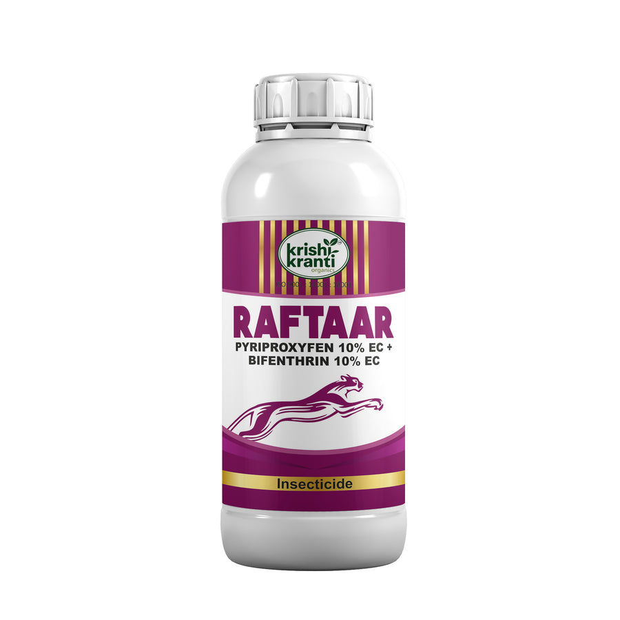 Krishikranti RAFTAAR Pyriproxyfen 10% + Bifenthrin 10% EC Insecticide for Whitefly & Sucking Pest Control