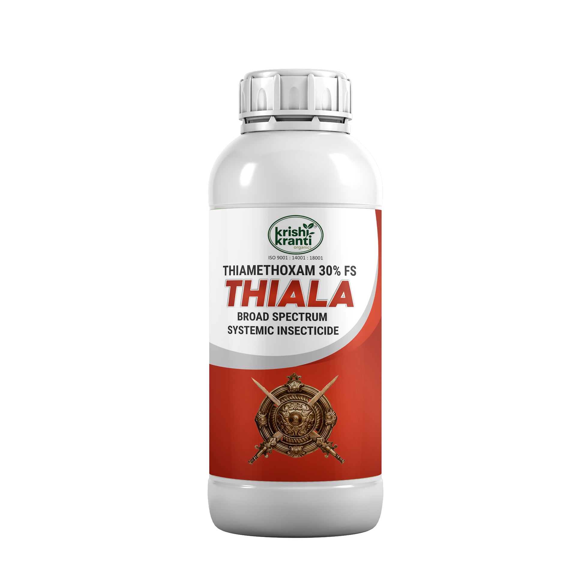 Thiala Thiamethoxam 30% FS Systemic Seed Treatment Insecticide by Krishikranti Organics for protection against termites, aphids, jassids, whiteflies, thrips and early season sucking pests in cotton, maize, soybean, wheat and other field crops.