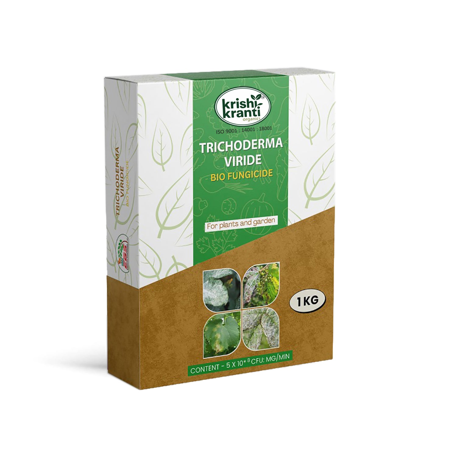 Trichoderma Viride Bio Fungicide 5 × 10⁸ CFU by Krishikranti Trichomavir for effective control of root rot, damping off, wilt and other soil borne fungal diseases in all crops.